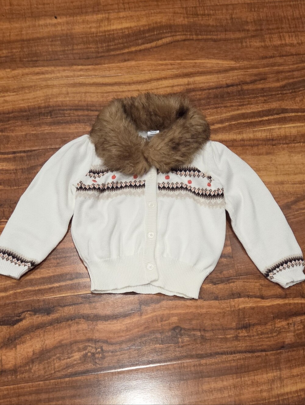 Janie and Jack EUC 18-24 Months Faux Fur Fair Isle Pumpkin Sweater
